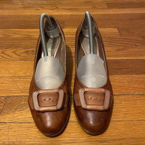 Gabor Small Heel Tan Shoes with Buckle - Made In Portugal All Leather